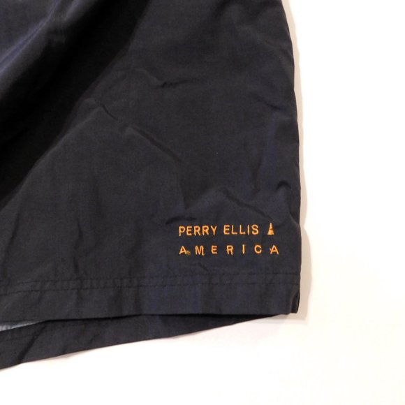 Perry Ellis America Active Swim Shorts XL Black Mesh Lining Pockets Nylon - Picture 2 of 6